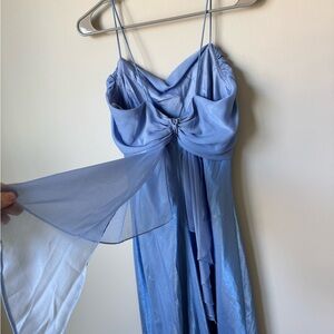 Vintage Elegant Light Blue Spaghetti Strap Dress